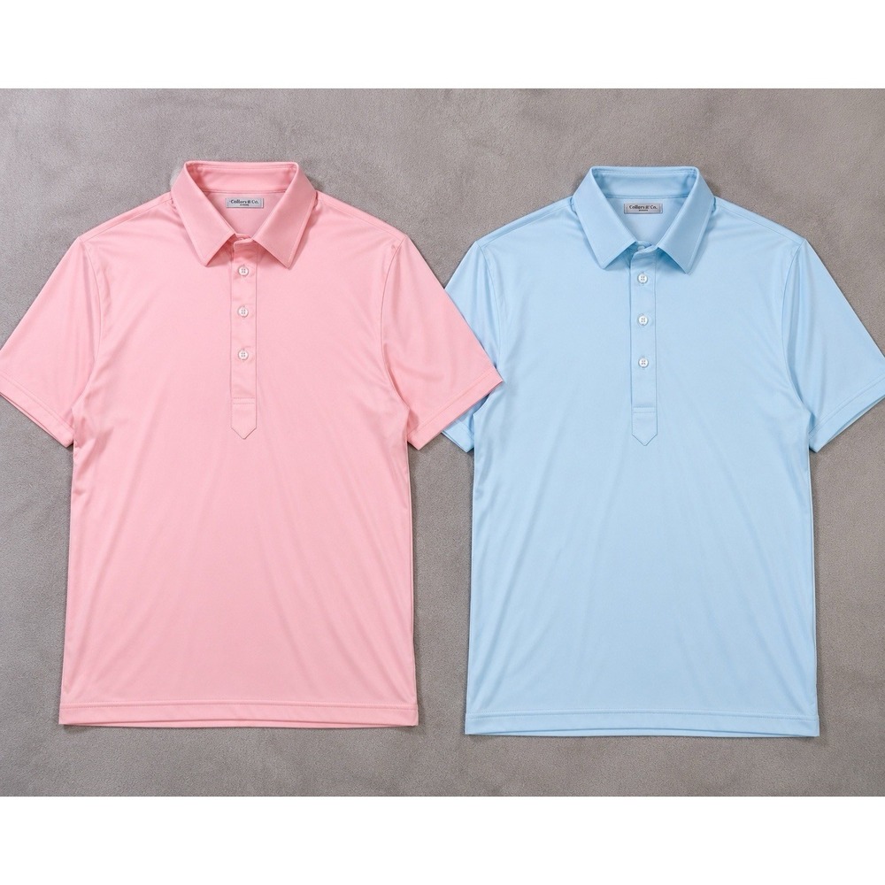 Collars & Co. Dress Collar Polo Shirt Mens Medium Blue Pink Lot Of 2 Preppy